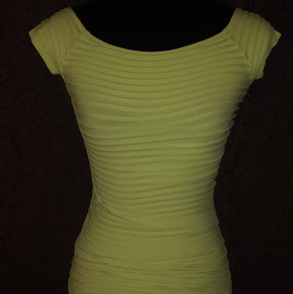 Bright Lime BCBGeneration Mid Lenght Layered dress
